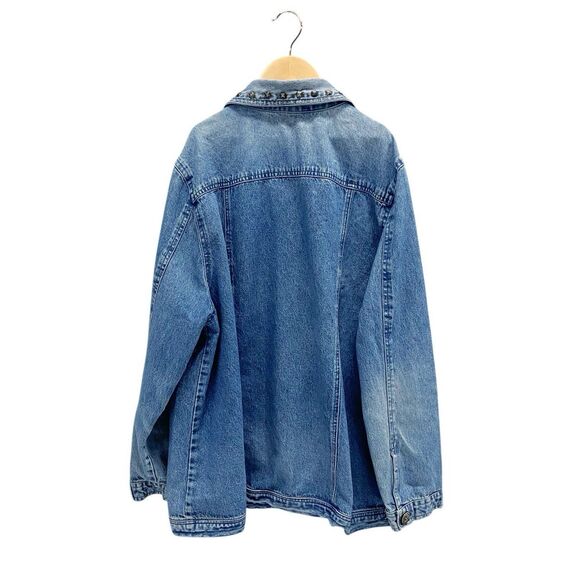 VTG Liz & Me Women’s Studded Blue Denim Cotton Trucker Style Jean Jacket 0X - Picture 7 of 12